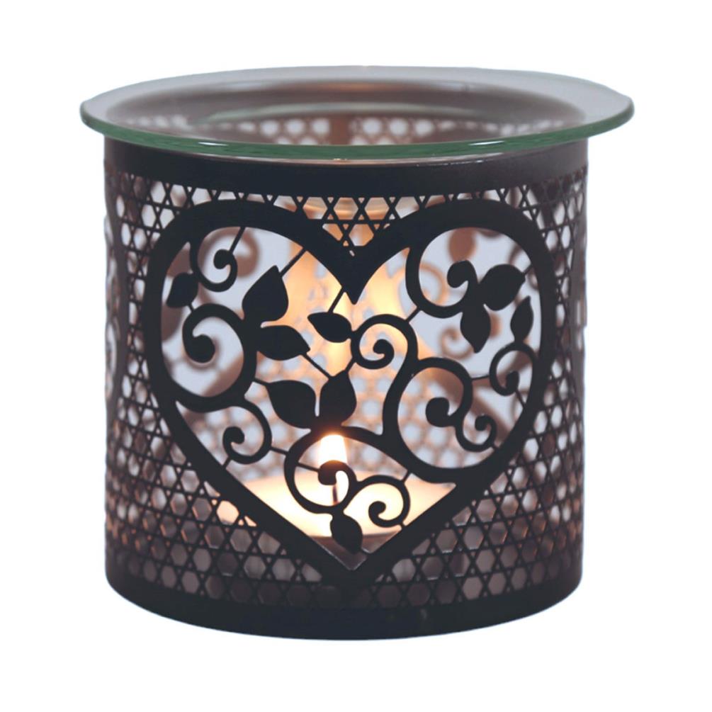 Aroma Black & Silver Heart Jar Sleeve & Wax Melt Warmer £6.29